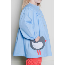 Blouse fille Little birdy - Bleu ciel