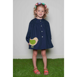 Blouse fille Little Birdy - Bleu Marine 