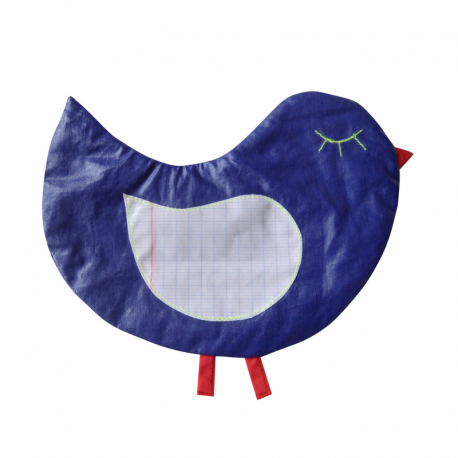 Trousse scolaire plate en forme d'oiseau bleu Oiso