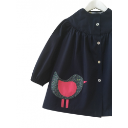 Blouse fille Little Birdy - Bleu Marine 