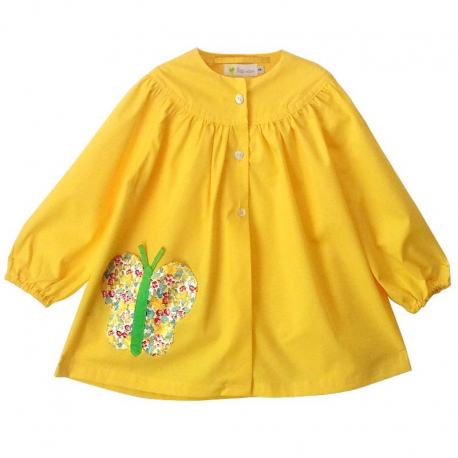 Tablier ecole fille Petit Papillon - Jaune