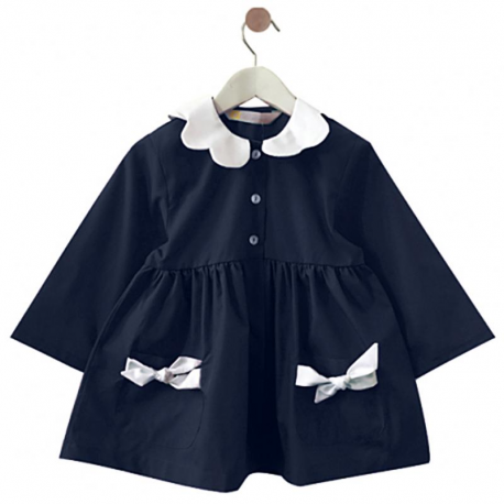 Tablier ecole fille Daisy - Bleu marine