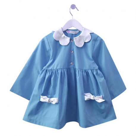 Tablier ecole fille Daisy - Bleu ciel