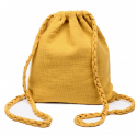 Sac d'activités en coton double gaze à bretelles tressées-Jaune moutarde