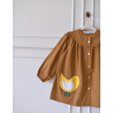 Blouse ecole fille Petit oiseau - Marron caramel