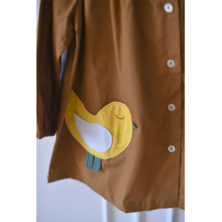 Blouse ecole fille Petit oiseau - Marron caramel