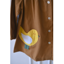 Blouse ecole fille Petit oiseau - Marron caramel