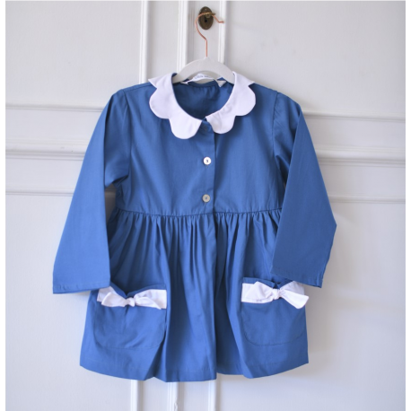 Blouse ecole fille Daisy - Bleu Orage