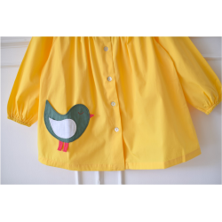 Blouse ecole fille Petit oiseau - Jaune