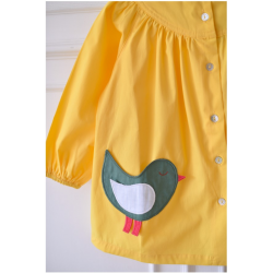 Blouse ecole fille Petit oiseau - Jaune