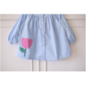 Blouse ecole fille Petite Fleur - Bleu ciel