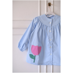 Blouse ecole fille Petite Fleur - Bleu ciel